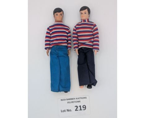 Vintage Dolls: Palitoy Pippa pair of Pete dolls, including first and second issue Pete; first issue has some greening to join