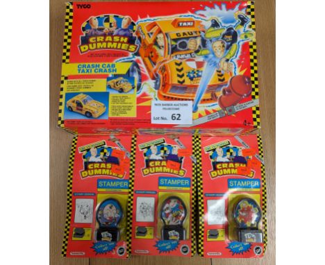 Vintage Toys: Crash Dummies vintage boxed Crash Cab Taxi Crash set; plus 3x Crash Dummies stampers; some damage to packaging;
