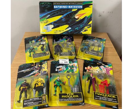 Vintage Toys: Kenner Batman Forever carded figures and vehicle, including Batwing; (7).
