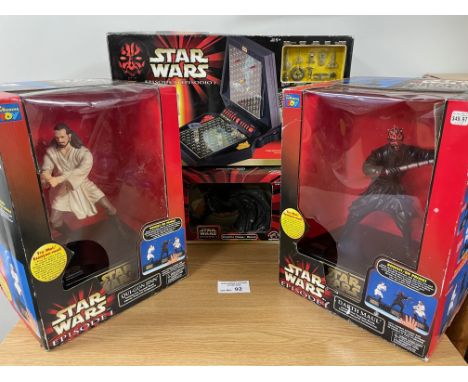 Vintage Games: Star Wars Episode I Novelties and game, including talking banks and Galactic Battle; all boxed; (some cleaning