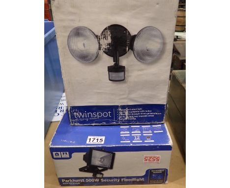 Parkhurst 500w security floodlight and Twinspot security light. Not available for in-house P&amp;P, contact Paul O'Hea at Mai