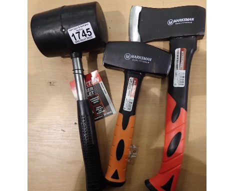 Marksman axe and 1.8kg lump hammer and a 32oz rubber mallet. Not available for in-house P&amp;P, contact Paul O'Hea at Mailbo