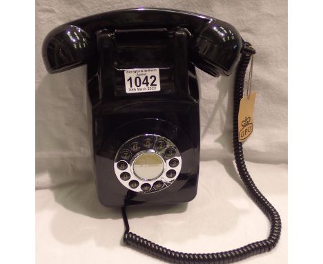 Black, GPO746 retro push button wall phone replica of the 1970s GPO746 classic, compatible with modern telephone banking and 