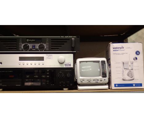 Mixed electrical items to include Kenwood KX-660HX cassette player, all unchecked. Not available for in-house P&P, contact Pa