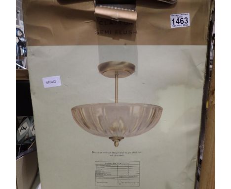 Next Clayton semi flush brass ceiling light, boxed. Not available for in-house P&amp;P, contact Paul O'Hea at Mailboxes on 01