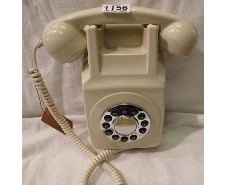 Ivory, GPO746 retro push button wall phone replica of the 1970s GPO746 classic, compatible with modern telephone banking and 