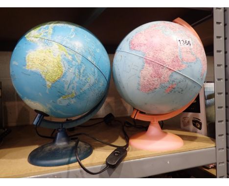 Two freestanding light up globes, H: 38 cm. Not available for in-house P&P, contact Paul O'Hea at Mailboxes on 01925 659133Co