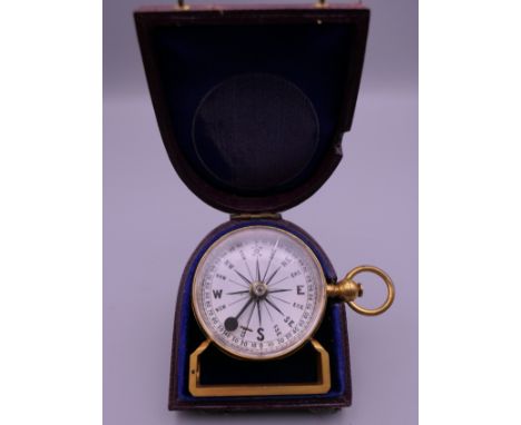 An unusual Victorian compass in a fitted leather case. 