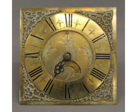 An 18th century brass faced longcase clock movement inscribed T Fayrer Lancaster (possibly made for Gillows). (Thomas Fayrer 