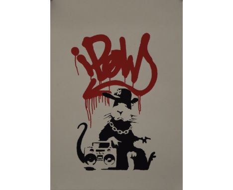 BANKSY (born 1974) British (AR), Gansta Rat with Boombox, print, stamped to reverse BANKSY COPY 55/500 and stamped with 'The 