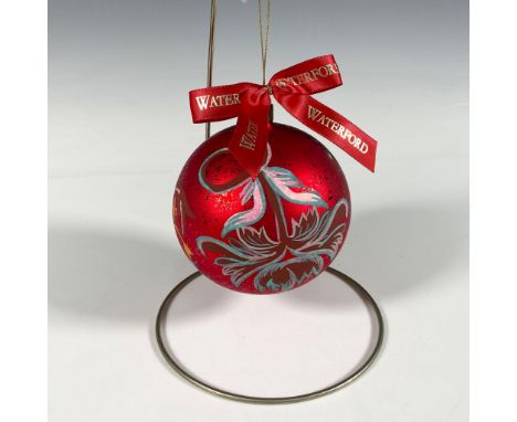 Handcrafted glass bauble adorned with hand-painted flowers in pink, blue, and yellow shades that gracefully curve around the 