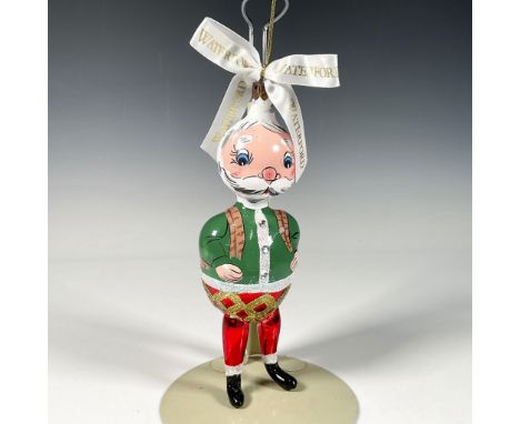 Handcrafted ornament, a limited edition (74/500) of In for the Night Santa, features Santa with a joyful expression, rosy che