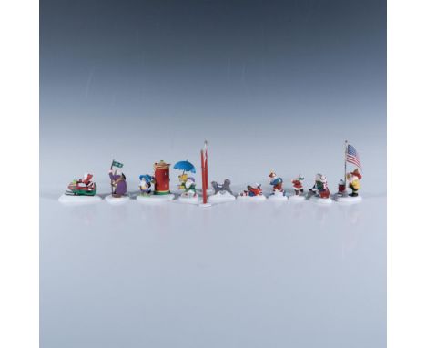 This grouping includes 6 sets of 11 pieces including, Christmas Fun Run #56434, Happy New Year #56.56443, Raising the Flag at