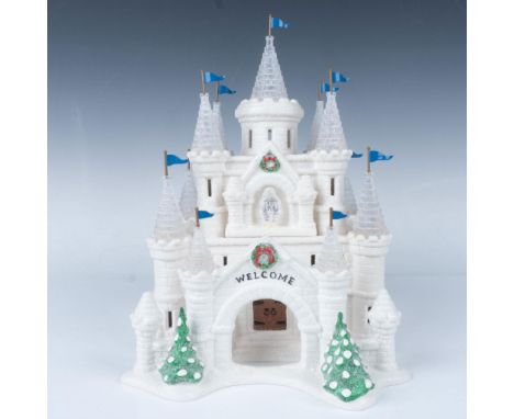 Hand painted porcelain lighted building with a frosted glossy finish. This 3 piece modular set includes snow covered spires, 