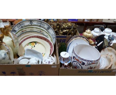Two boxes of miscellaneous ceramics, the lot to include a Susie Cooper design part tea service