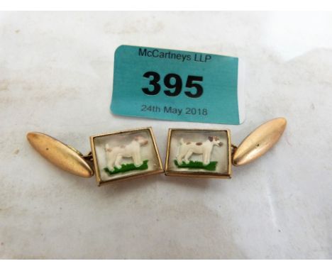 A pair of vintage gentleman's hound cufflinks