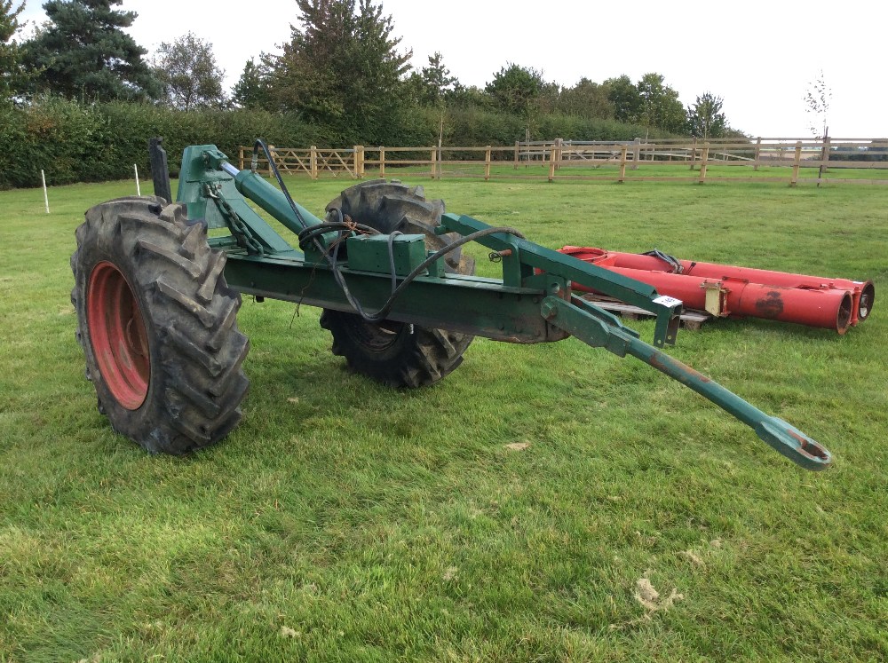 Trailed single beam mole plough. With hydraulic lift, reversible leg