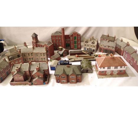 Selection of built OO scale buildings, mostly card construction, mostly in good, ex layout condition. P&amp;P Group 3 (£25+VA