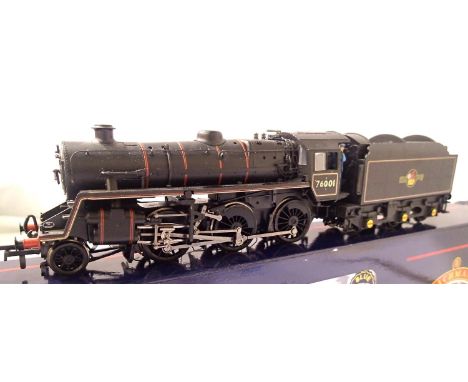 Bachmann Class 4MT, renumber 76001, BR Black, Late Crest, DCC fitted no. 01, detail fitted, boxed. P&amp;P Group 1 (£14+VAT f