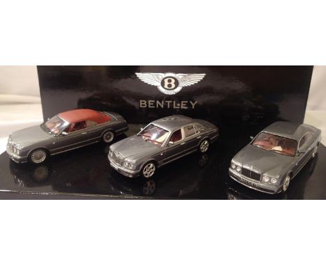 Minichamps 1/43 scale set of three Bentley cars, Azure, Arnage T, Brooklands limited designer series, limited edition set 131