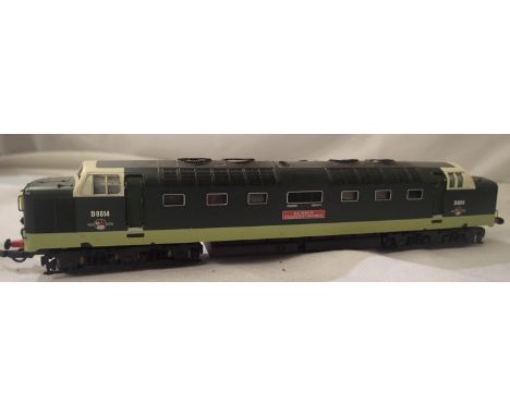 Hornby Deltic rename/number D9014, Duke Of Wellington regiment, two tone green, light weathering, DCC fitted no. 14, unboxed.