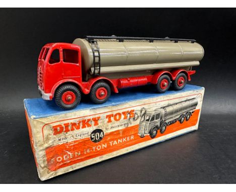 Dinky Supertoys - Foden 14-Ton Tanker, no. 504, red and fawn, second cab version, model good to very good, with minor chippin