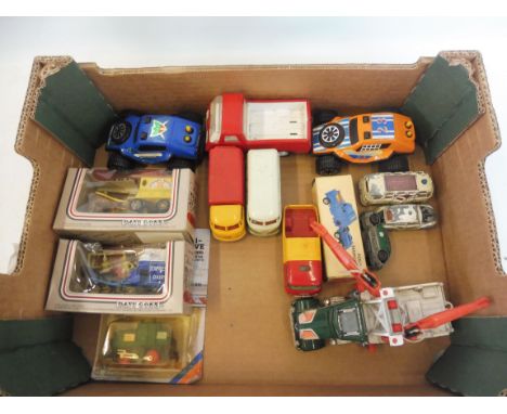 A small quantity of die-cast vehicles to include three original Corgi Volkswagens.