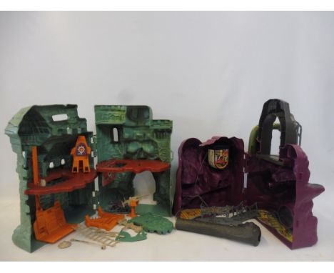 Original Mattel He-Man MOTU Snake Mountain and Castle Greyskull action figure playsets. 