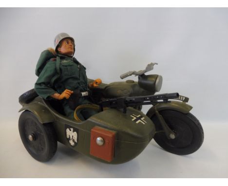 An original Action Man German Motorcycle with side car plus a 1970s figure with German Army uniform. 