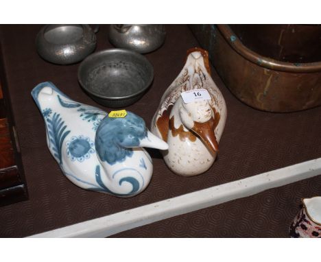 Two Rye pottery ducks AF