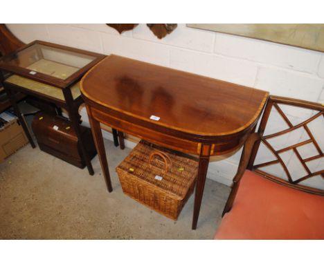 A 19th Century mahogany and satinwood cross banded fold over card table AF