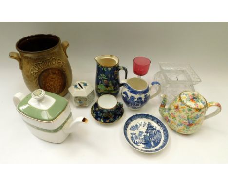 A collection of china/ceramic kitchen wares, mid 20th Century to late 20th Century to include glass wares i.e. tea/coffee set