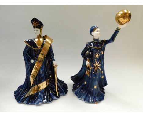 Two boxed Wedgwood Galaxy Collection figurines: The Governor, no. 690 of 2,000 and The Governess no. 699 of 2,000,  scratch t