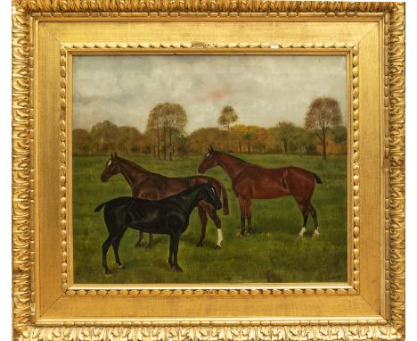 Albert Edward D.G. Stirling-Brown (1896-1929) Three horses with trees beyond oil on canvas, approx. 50cm x 60cm signed and da