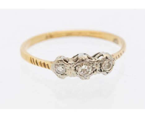 A diamond and 18ct gold ring, total gross weight approx 1.7gms  Further details: wear and tear thinning commensurate with age