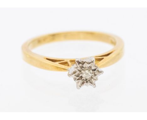 A illusion set diamond 18ct gold ring, size O, total gross weight approx 4gms   Further details: wear and tear commensurate w