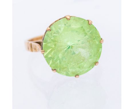 A topaz and 14ct rose gold cocktail ring, set with a ound mixed cut stone approx 14mm, size L1/2, 5.2gms   Further details: g