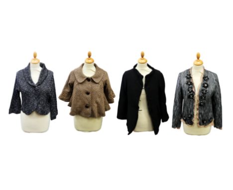  A collection of jackets to include: an Annette Gortz ribbed jersey three-quarter length jacket with metal frog fastenings, t