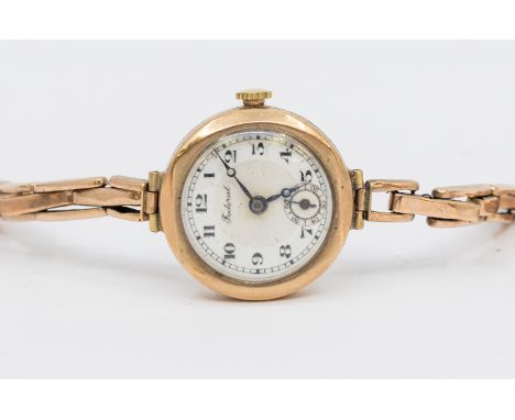 A ladies vintage 9ctv gold Federal wristwatch 9ct gold expander strap a/f broken total gross weight approx 15.5gms   Further 