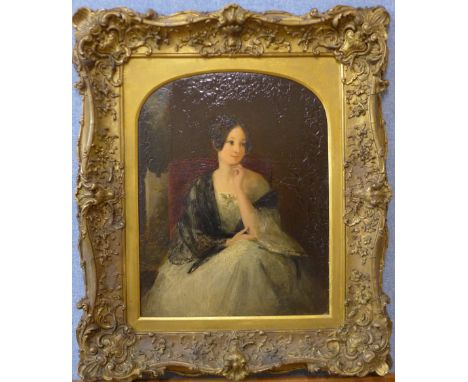 English School (19th Century), portrait of a lady, oil on board, 45 x 35cms, framed 