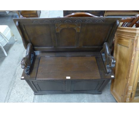 An oak monk's bench 