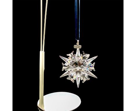 Six pointed star on blue satin ribbon with 2002 date tag. 9445 NR 200 201. This item has its original box: 5.5"L x 5.5"W x 1"