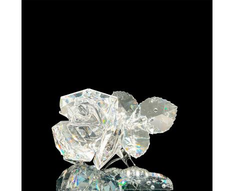 Rose petals, stem, leaf's with beautiful cuts and simulated water drops on leaf's. 7478 NR 000 001. Swarovski backstamp. This