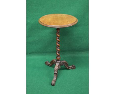 Victorian walnut circular tripod occasional table the top having decorative border with moulded edge supported on a barley tw