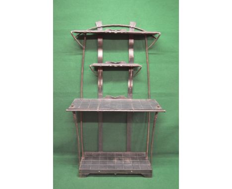 A Longley & R McCutcheon 1999, bespoke made Gothic style hall stand having two upper tiers, slate tile insert supported on st