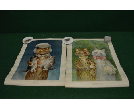 Two Louis Wain posters/prints entitled A Happy Pair and Twins both taken from paintings by Louis Wain