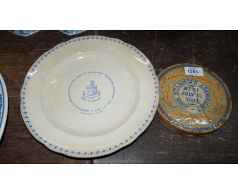 A Copeland late Spode ''Coming of Age'' commemorative Plate and memorial plaque for John Hungerford Arkwright and small John 