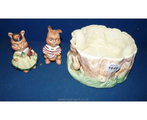 A Sylvac Rabbit and Pixie planter