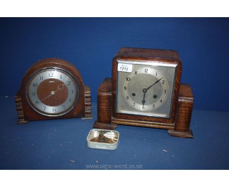 A Deco style Mantle Clock together with one other