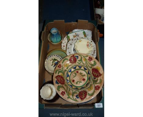 A quantity of china including Copeland Spode, Wedgwood and Sylvac, plates, bowls, vases, etc.